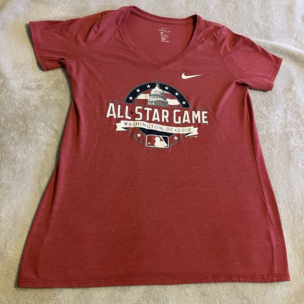 Nike Shirt Women Large Red All Star Game Washington DC 2018 MLB Baseball Gym Tee